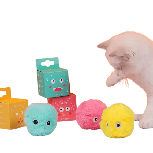 Chat jouant avec le jouet interactif CatBall sur le sol Transparent Background