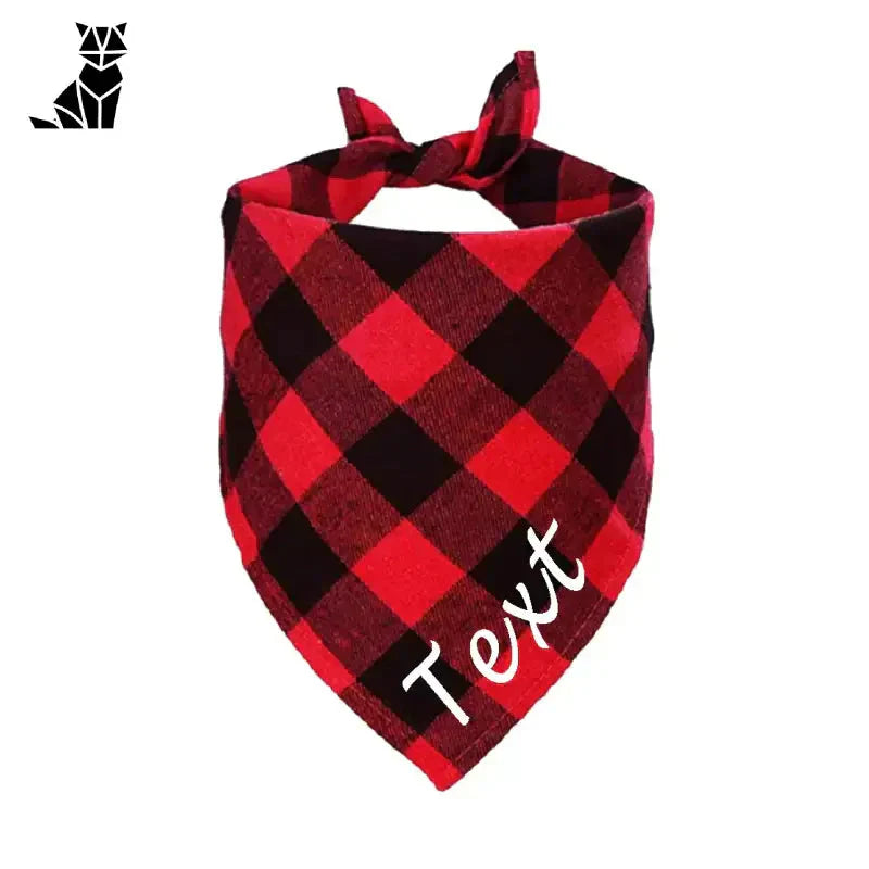 Bandana personnalisé à carreaux rouges et noirs avec ’Tex’ en gros plan - Bandana pour chien unique en son genre pour le style et le confort