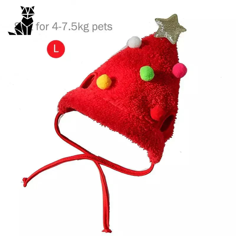 Chapeau de chat festif Père Noël - Chapeau rouge avec couronne dorée pour Noël