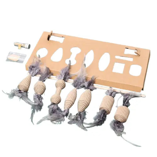 Canne à pêche pour chat avec 7 embouts Transparent Background