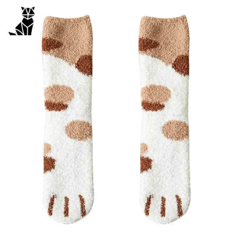 Chaussettes Chats Adorables Pour Des Petits Pieds Bien Au Chaud - Pois Caramel / 35-43