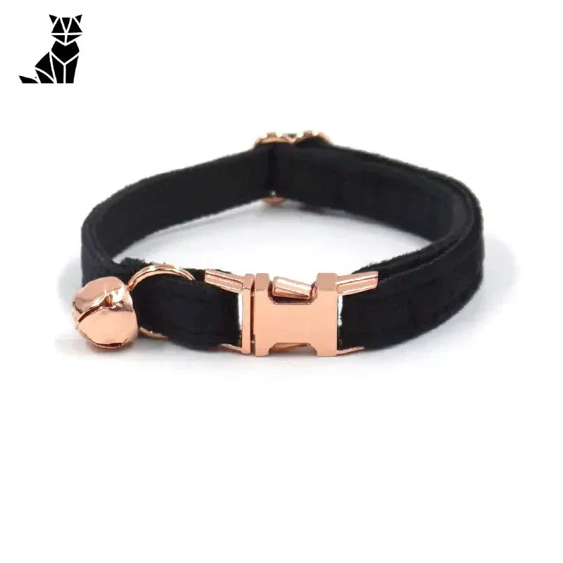 Magnifique bracelet en cuir noir avec fermoir en or rose, collier parfait pour votre chat