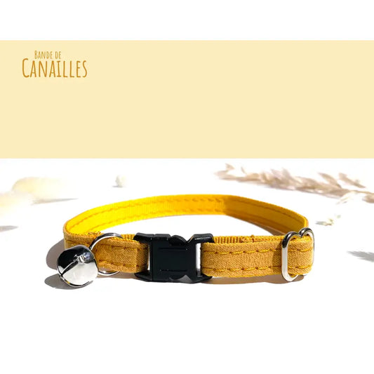 Collier Chat Anti - Étranglement Coton Jaune