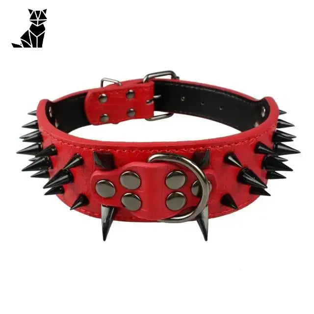 Collier Chien Clouté Ajustable Ultra Confortable Rouge 1