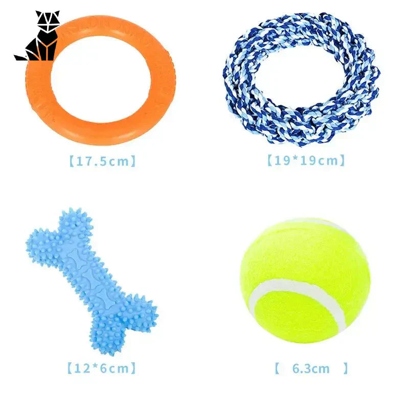 Jeu de jouets pour chiens - balle de tennis, jouets à mâcher et anneau de tennis pour chiens