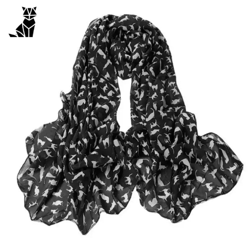 Foulard élégant Aux Motifs Chat Pour Un Style Chic Et Chaleureux - Noir