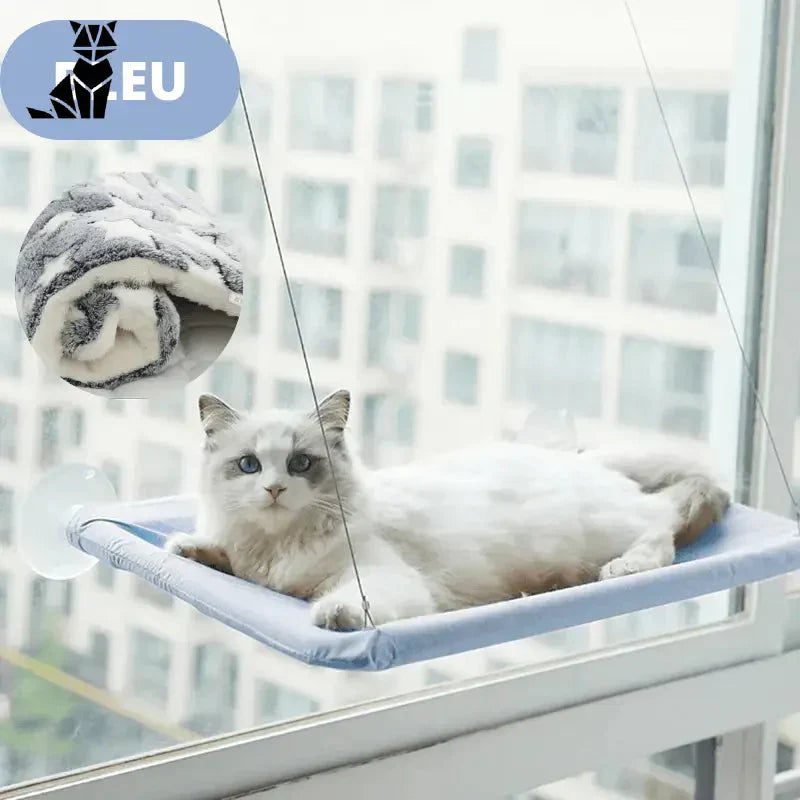 Chat profitant du Hamacat : lit douillet pour chat près de la fenêtre - parfait pour le confort de votre ami félin