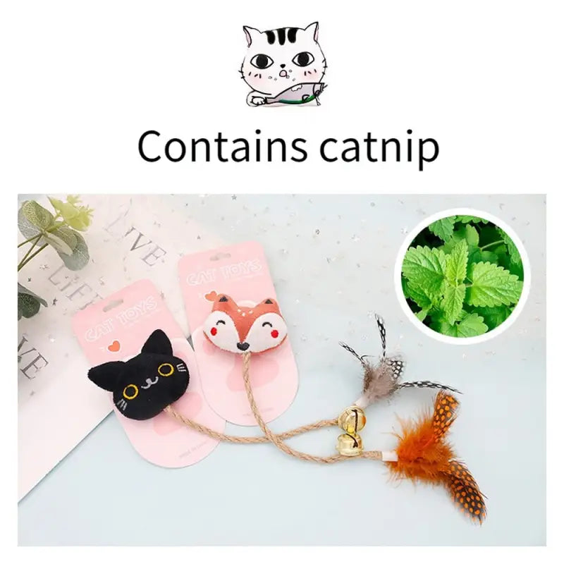 Chaussons pour chat avec bas de chat - Jouet à mâcher pour chat : Jouet à mâcher pour chat : plume et menthe attrayantes