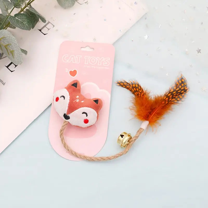 Porte-clés renard rose avec clochette - Jouet à mâcher pour chats : Plume et Menthe attrayantes| Jouet à mâcher