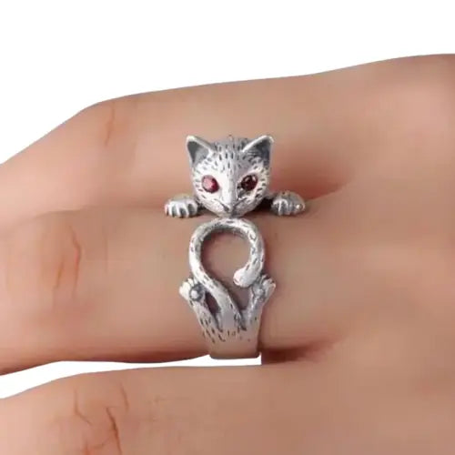 Mignonne Bague Chat En Plaqué Argent Pour Les Amoureux Des Félins Transparent Background