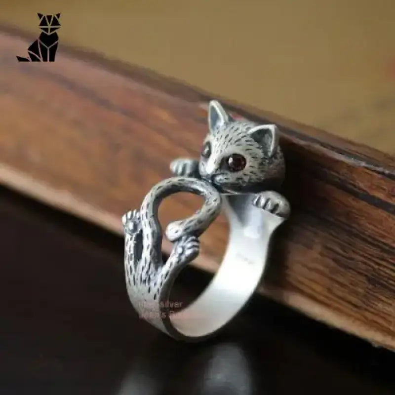 Mignonne Bague Chat En Plaqué Argent Pour Les Amoureux Des Félins