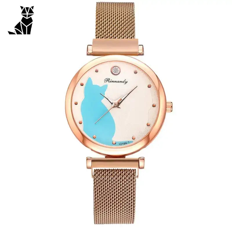 Montre Chat Au Sublime Cadran Doré Pour Un Style Irrésistible - Beige