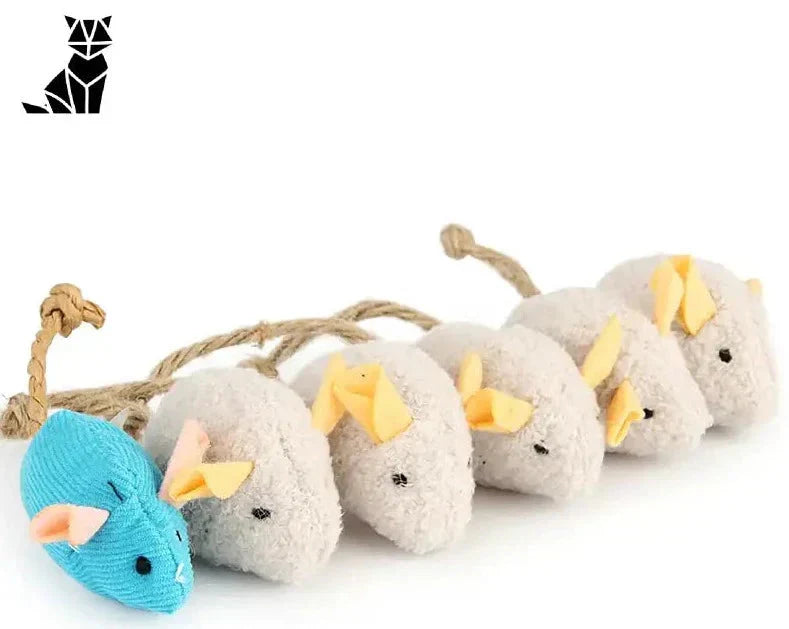 Souris en peluche avec herbe à chat pour la stimulation sensorielle - Jouet en peluche doux avec souris bleue
