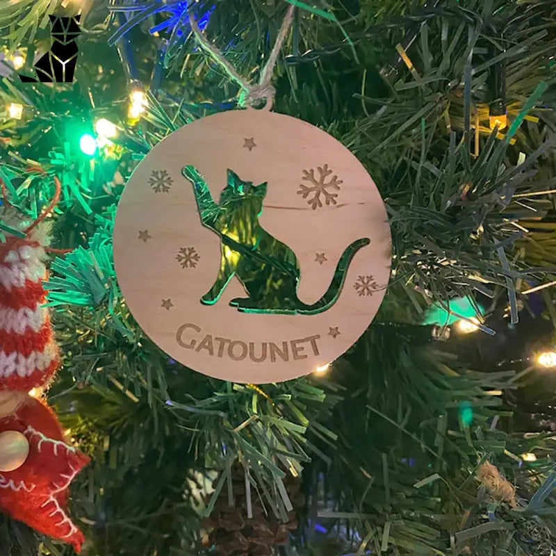 Arbre de Noël avec ornement unique en forme de chat - Pendentif Bijou de chat personnalisé, Idéal Cadeau