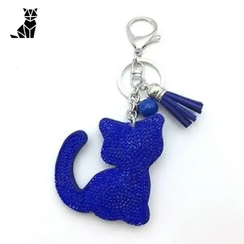 Porte-clés Chaton étincelant: Bijou à Accrocher Scintillant Et Stylé - Bleu