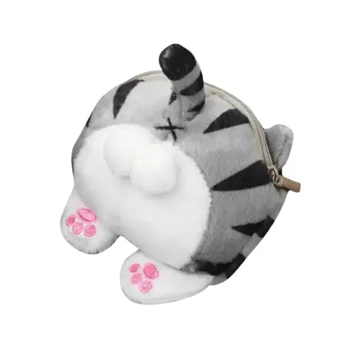 Porte-monnaie Chat Culotté: Un Accessoire Félin Unique Et Original - Gris Rayé Transparent Background