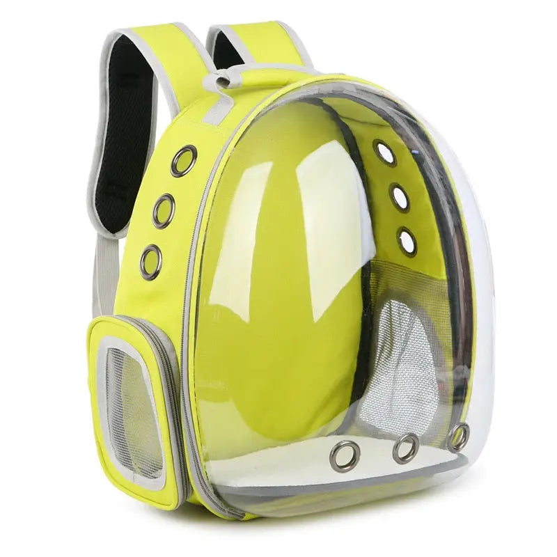 Sac à dos pour chat jaune avec design transparent : Voyage unique pour les chats