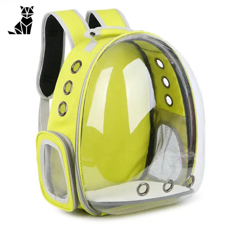 Sac à dos pour chat jaune avec design transparent : Voyage unique pour les chats