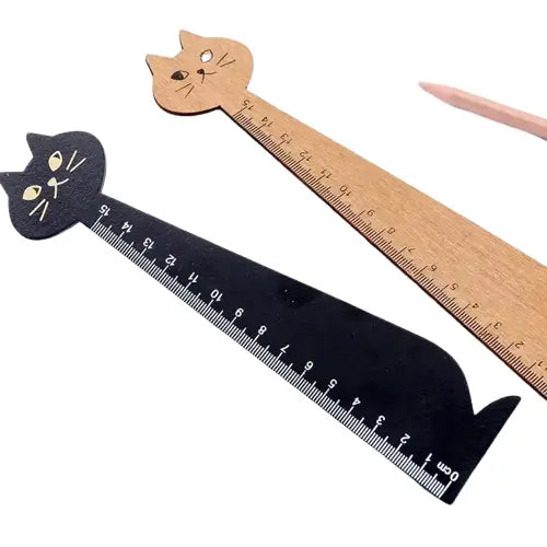 Superbe Règle Chat En Bois Sculpté Pour Un Bureau Charmant Transparent Background